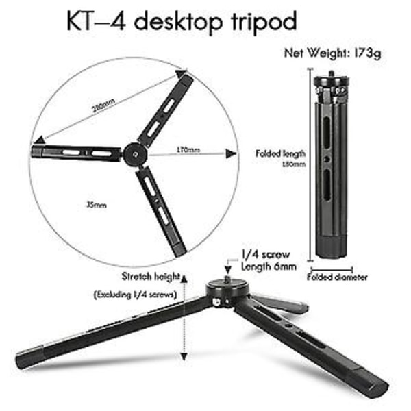 Mini Tr Stativ i Aluminiumlegering D Tr Med 1/4 Tums Skruv För Zhiyum Ronin S Kamera Camco