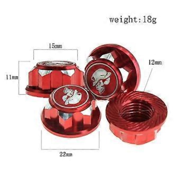 4 stk 17mm M12 Metall Hjul Hex Mutter Deksel for 1/7 Motor KM RC Bil Arrma Mojave Oppgraderingsdeler, Svart