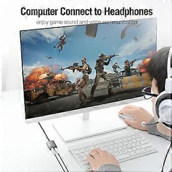 USB Gaming Lydkort Konverter med 3.5mm Hodetelefon Mikrofon for PC Stasjonær
