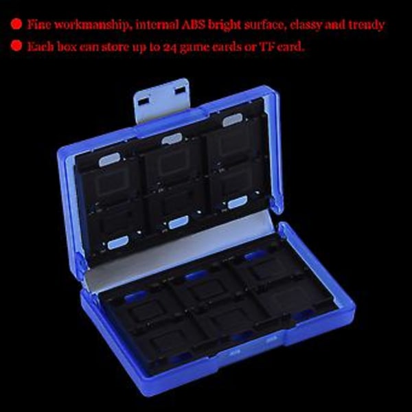 24-i-1 TF Kortboks Spil Hukommelseskort Etui Holder Opbevaring til Nintendo Switch Blå