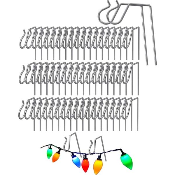 50-pakks rustfrie julelysholdere i rustfritt stål for takrenner med takrennebeskyttelse, kraftige metalltakrennekroker