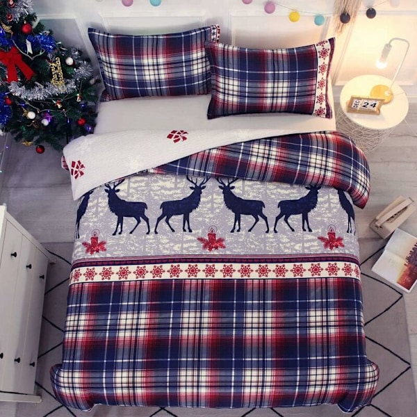 Christmas Patchwork Duvet Cover Sets 200x200 cm with 2 x Pillowcases 50x75 cm, Microfiber Bedding Set