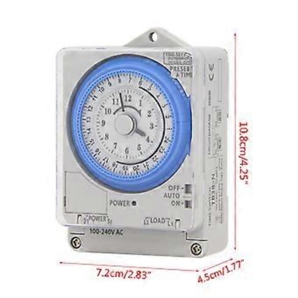 Mekanisk timer med 96 På & Av Presis Timer AC 100-240V 50/60Hz 20A