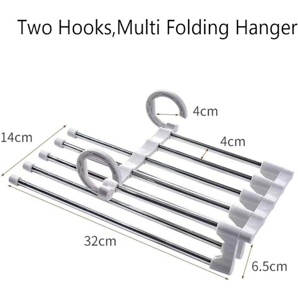 Flera byxor galgar, 2-pack platsbesparande galgar, multi magisk förvaringsgalge, hopfällbar resegalge, multifunktionell hopfällbar halkfri