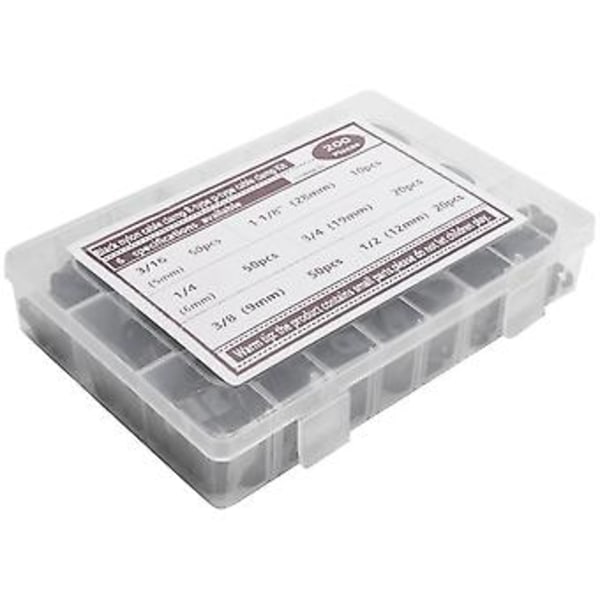 200 stk. R-type P-type Kabelklemmer Plast Nylon Ledningsclips Sortimentssæt Hardwareværktøj Kabelclips