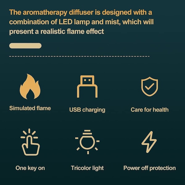 Flamme Aroma Diffuser Luftfukter Kontor Desktop Mute Spray Soverom