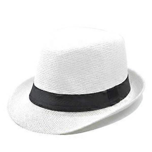 Fashion Retro Hul Curling Gentleman Stråhat Rullebælte Jazz Hat Kvinde Udendørs Strand Solhat