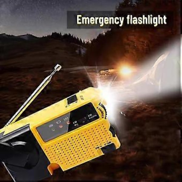 Hätäradio, käsikammen avulla toimiva radio LED-taskulampulla, pieni kannettava AM/FM-radio, kotiin ja ulkoiluun