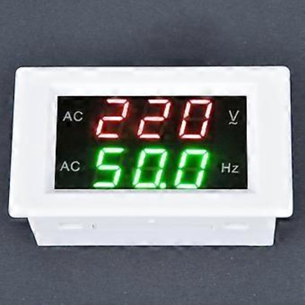 Generaattorin kaksoisnäyttö LED digitaalinen AC-volttimittari taajuusmittari testaus työkalu (valkoinen)