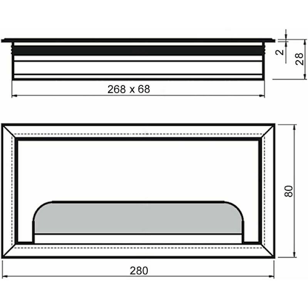 Kabelkanaldeksel Rektangulær ledning 80x 280mm for innfelt på skrivebord Kabelarrangør for møbler Svart anodisert aluminium Kabelkanal Kabeldeksel