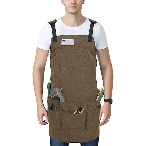 Tool apron for men, carpenter apron, waterproof waxed canvas apron, suitable