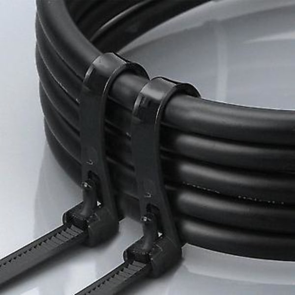 Genanvendelige strips 12 tommer kraftige strips tykke sorte kabelbindere 100lb trækstyrke nylon C