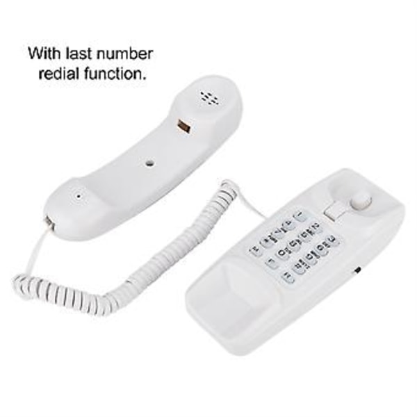 Veggmontert fasttelefonforlenger uten nummerpresentasjon hjemmetelefon for hotellfamilie (hvit)