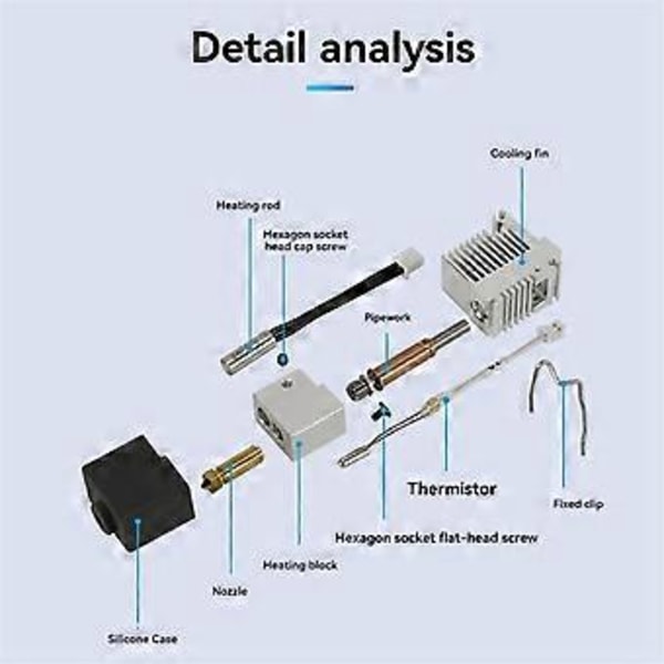 Til 3 Hotend Dyse Termistor Varmerør med Køleplade til Kobra3 Reservedele Tilbehør B