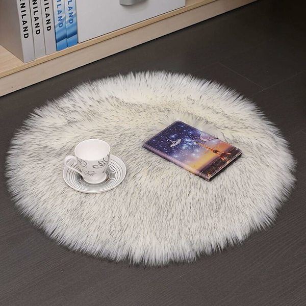 Faux pälsfårskinn matta Faux fleece stolsöverdrag sittdyna mjuk fluffig lurvig matta för vardagsrum sovrum soffa golvmattor (vit, 9
