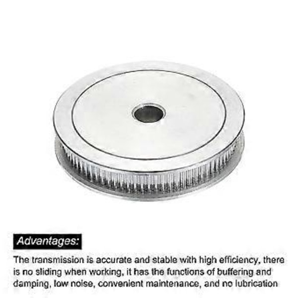 80 Tänder 12mm Hål Timing Remhjul, Aluminium Synkront Hjul Silver med M5 Skruv för 3D-Skrivare Rem, CNC Maskin