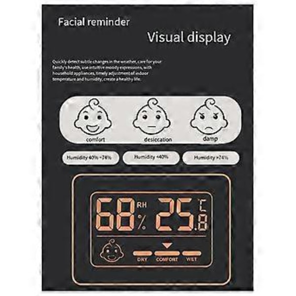 Mini LCD Digital Hygrometer Inomhus Elektronisk Temperatur Hygrometer Sensor Mätare Elektronisk Hushållstermometer Svart