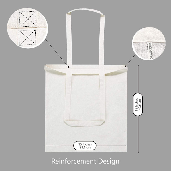 Lett, mellomstor, gjenbrukbar handlepose for dagligvarer, egnet for DIY, reklame, kampanjer, gaver og arrangementer (5 pakker)