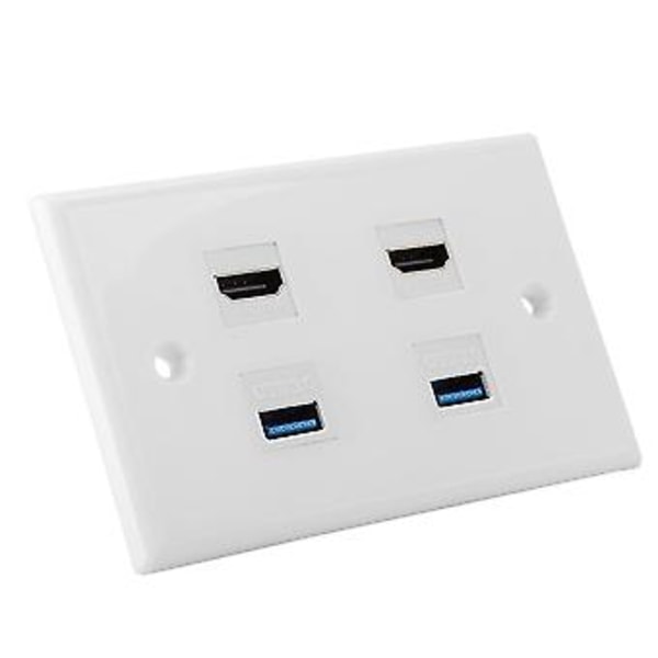 2-Portars HDMi 2 Port USB3.0 HDMI Kopplingsskydd o Video HDTV Väggplatta Panel