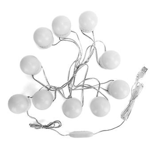LED Sminkespeillys Uttrekkbar Speillampe med Dimbar Lyspærer og USB Strømforsyningsplugg for Sminke