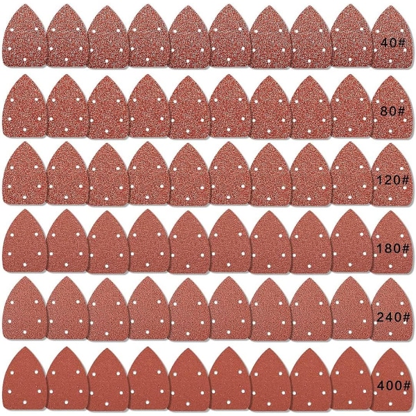 60-pack sandpapper, sandpapper, triangel sandpapper, sandpapper ark med 6 hål