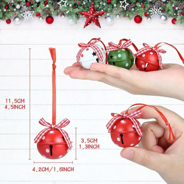 Jul Jingle Bell 4CM, 24 st Jingle Bells för Julgransdekoration, 3 Färger Jingle Bells Flerfärgade Metall Jingle Bells, Hänge Prydnader för Jul Bröllop Fest Födelsedag