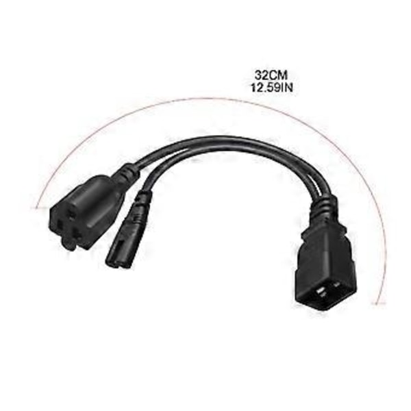 IEC 320 C20 Hane till C7 + NEMA5-20R Hona Splitter Adapter Kabel 0.3 m