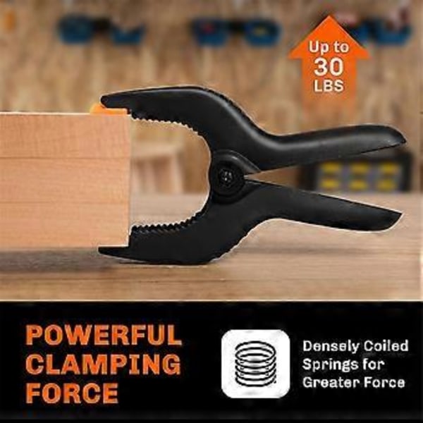 10-pak Premium Fjederklemmer - Kraftige Clips i Assorterede Størrelser 6,5 tommer, 4,5 tommer og 3,5 tommer