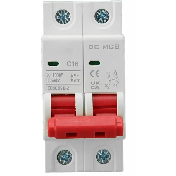 2P 6000A Breaking Capacity Overload Protection Mini Circuit Breaker DC1000V 16A