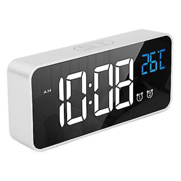 LED Musik Väckarklocka, Spegel LED Väckarklocka Digital Säng Väckarklocka Uppladdningsbar Väckarklocka Avancerad Teknik