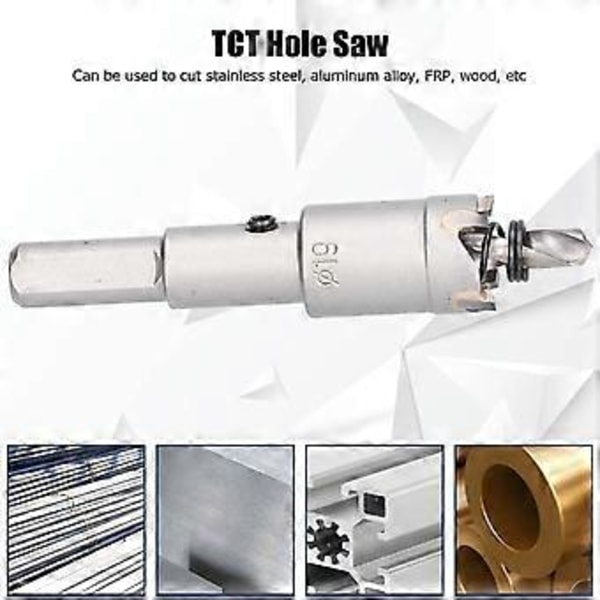 Hålsåg Borr TCT Hårdmetall Skärare Borrverktyg för Metall Trä 19mm