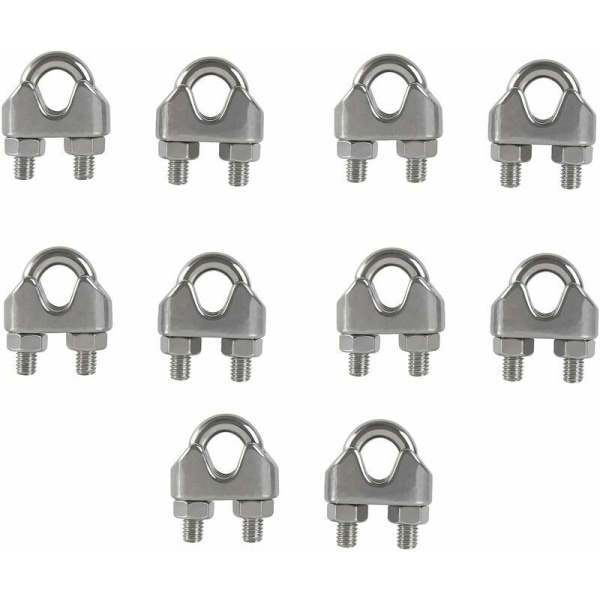 M6 Cable Ties U Clip Bolt Cable Clip 304 Stainless Steel Cable Clamp Saddle Wire Rope Clips for Outdoor Clothes Drying Rack 10PCS