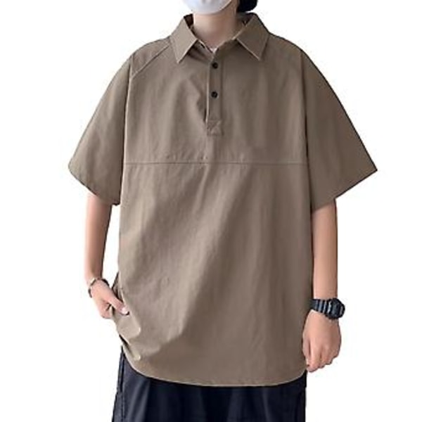 Miesten lyhythihainen T-paita, väljä malli, vintage, ihoystävällinen, hengittävä, rento pusero jokapäiväiseen käyttöön, khaki XXL