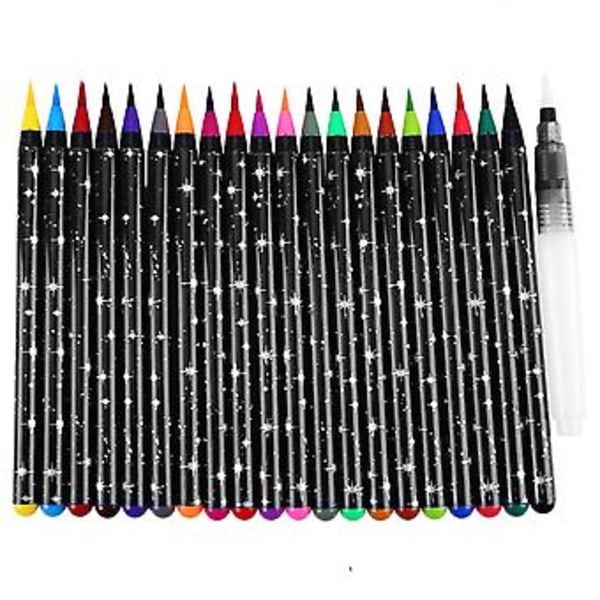 20 Farger Akvarell Penselpenner Tegning Maling Skisse Marker Penn Sett Student Kunstutstyr