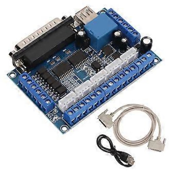 5-axlig Stegmotordrivrutinsgränssnittskort med Optokopplarisolering USB DB25-kabel Blå