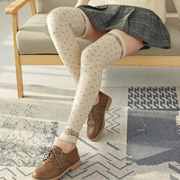 Kvinnors vinter Faux Ull Långa Benvärmare Japansk Preppy Stil Snöflinga Prickar