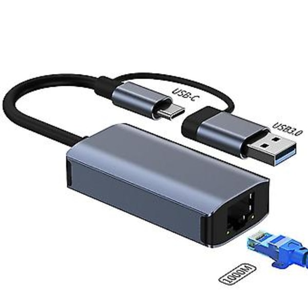 Usb 3.0 Gigabit Ethernet Adapter Usb C Rj45 Nettverkskort Nettverksforlenger Kabel Splitter