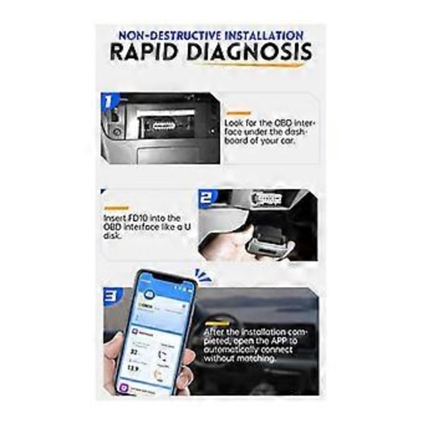 FD10 Bil OBD2 Scanner Felkodsläsare Rensa Fel OBD Diagnostikverktyg för IOS Android BT 5.1 Check Engine Light Bilreparation