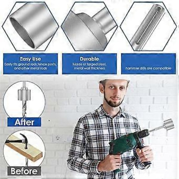SDS Plus maadoituselektrodin asennusadapteri poravasaroille metallia, maadoituselektrodin asennusadapteri GBH-3-28 GBH2-26 -malleille (19mm)