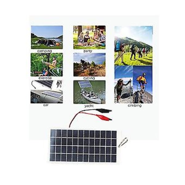 5W 12V Monikiteinen aurinkopaneeli, ulkokäyttöön, kannettava, vedenpitävä latauspaneeli klipseillä, voi ladata 9-1