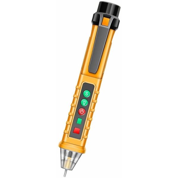 Pensond beröringsfri spänningstestare penna självtestfunktion slitstark elektriker multifunktionell spänningspenna, GUL