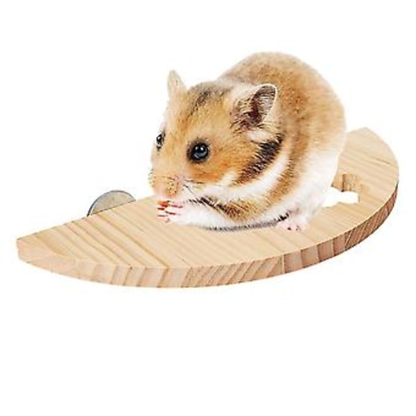 Træ Kæledyr Hamster Mus Chinchilla Bur Legetøj Stand Platform Vippe Pedal (Hul Halvcirkel)