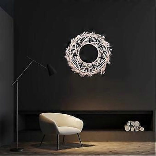 Boho Veggspeilramme Tapestry Håndlaget Vevd Makrame Bakteppe Veggramme Tapestry for Romdekor