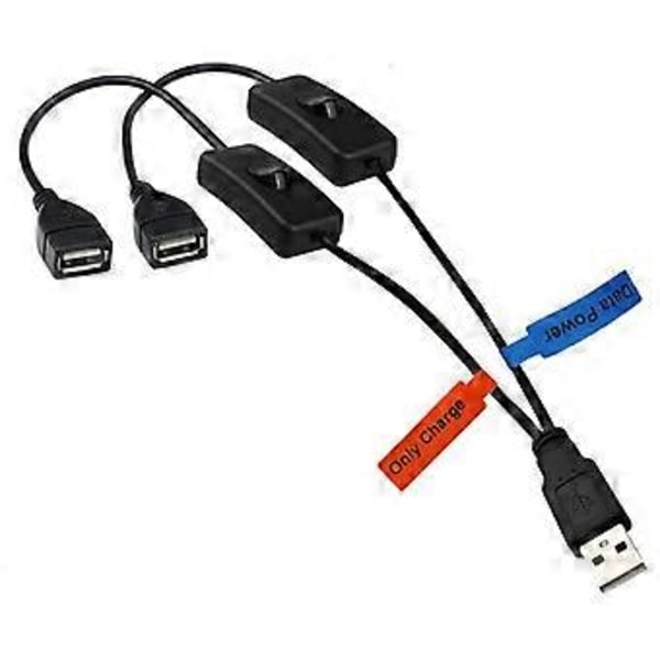 USB Splitter Y-kabel USB 1 Hane till 2 Hona Förlängningssladd Dubbel USB-port Extender Hub Data Laddare Strömdelningsadapter