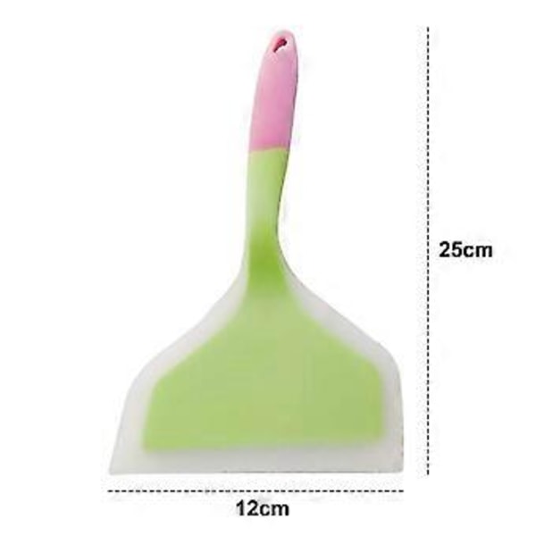 Silikon Non-stick Omelettspatel, Hållbar och Värmebeständig Silikon Matlagningsspatel, Pizzastekspatel med Bred Mun (rosa+grön)