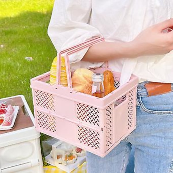 Sammenklappelig picnic-kurv, Sammenklappelig picnic-kurv Stabelbar lille indkøbskurv Sammenklappelig plastik picnic-kurv Smart funktionalitet