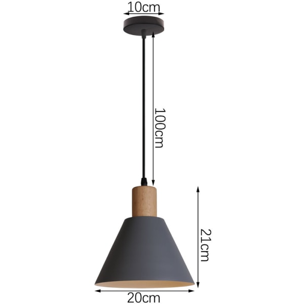 Modern enkel taklampa justerbar hängande lampa trä metallkrona grå