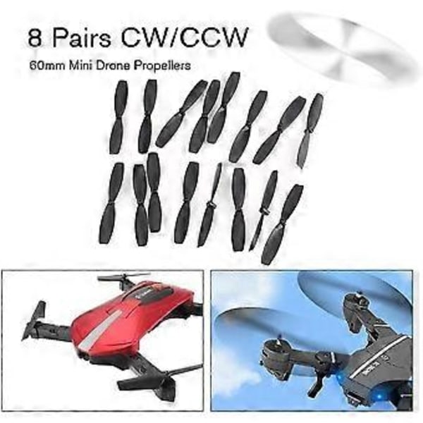 8 Par Cw/ccw Propeller Propellerblad För Rc 60mm Mini Racing Drone Quadcopter Flygplan Uav Reservdelar Tillbehör Komponent Svart