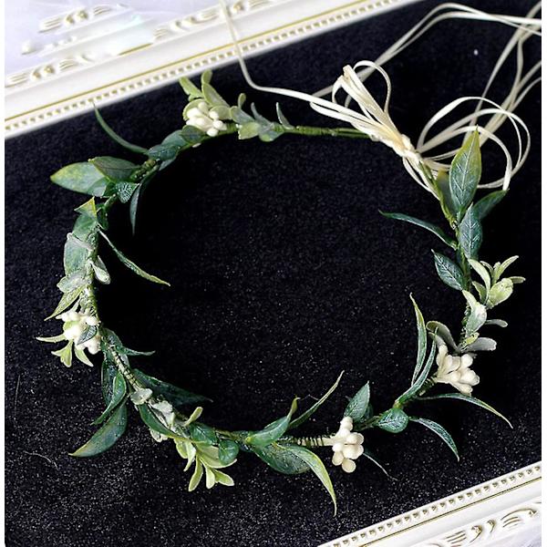 Merroyal Grön Blomsterkrona Eukalyptus Krona Blad Blomsterkrona Boho Bröllop (grön)