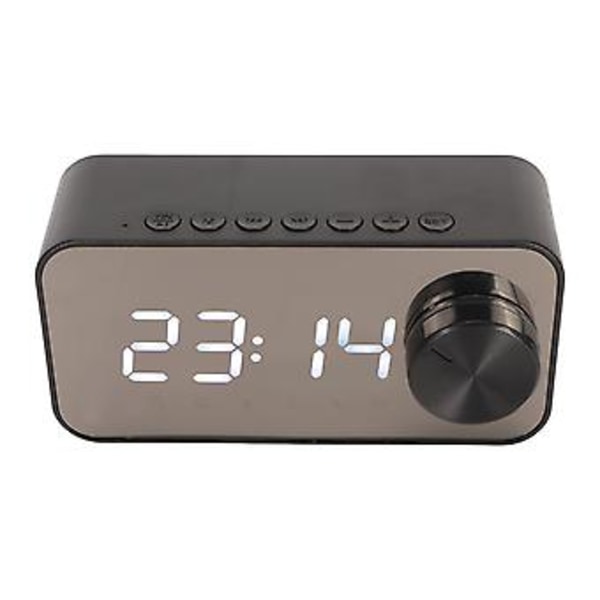 Trådlös Bluetooth-högtalare Multifunktionell Brusreducerande Temperaturvisning Röstutsändning FM-radio Spegelväckarklocka Svart